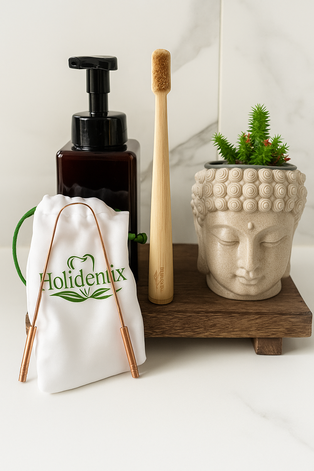 Holidentix Manual Toothbrush, Bamboo Handle, Boar Bristles, Biodegradable, Plastic-FreeBamboo Self Standing Toothbrushes.