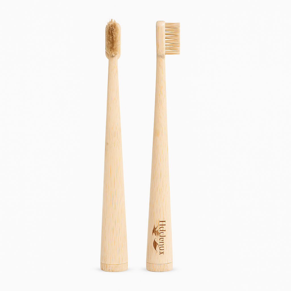 Holidentix Manual Bamboo Toothbrush with Natural Boar Bristles, Micronized Hydroxyapatite Toothpaste, Premium Copper Tongue Scraper, 3 Piece Oral Care Set