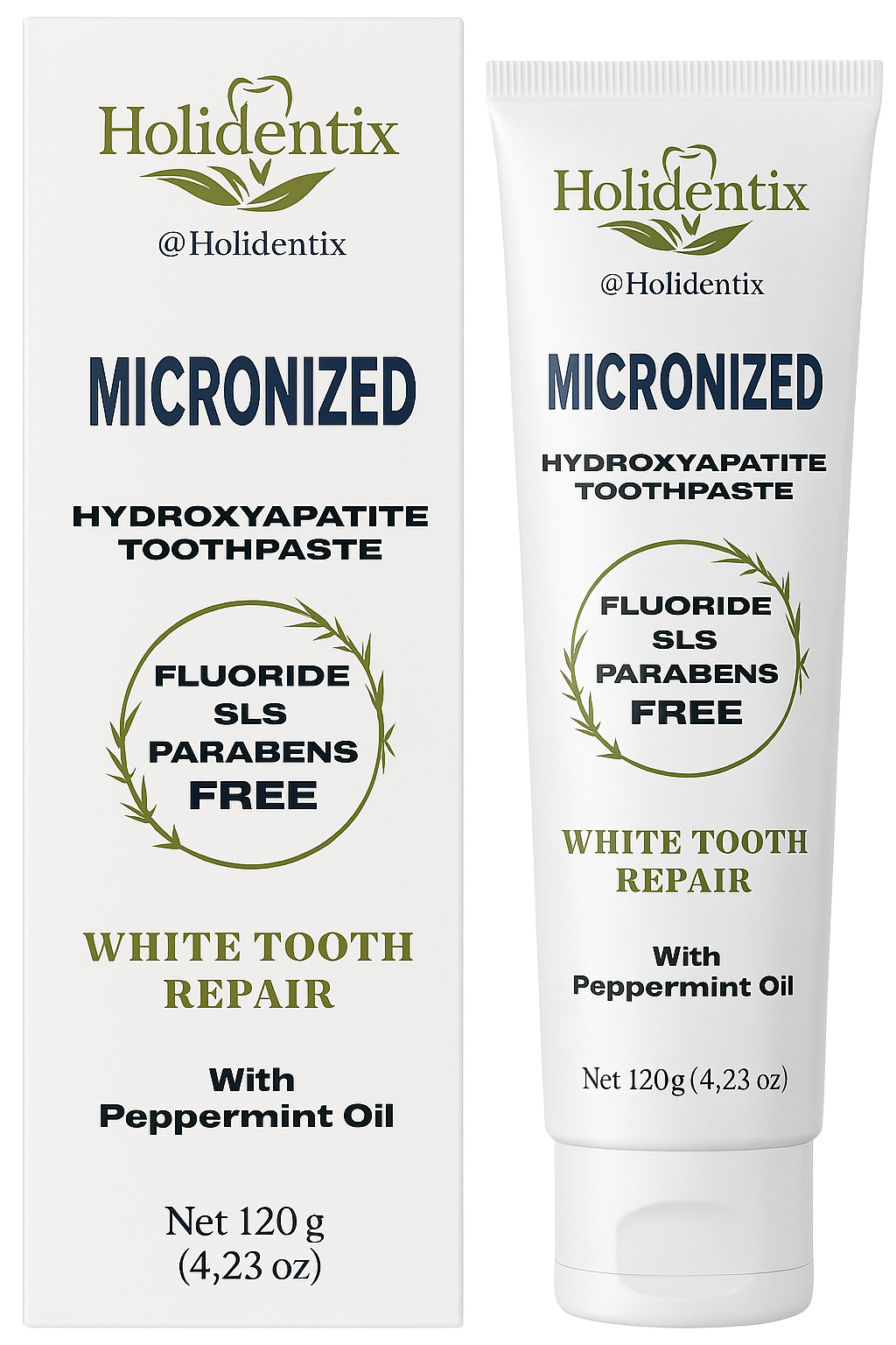 Holidentix  Micronized Hydroxyapatite Toothpaste, Fluoride Free Toothpaste, Appropriate for Sensitive Teeth