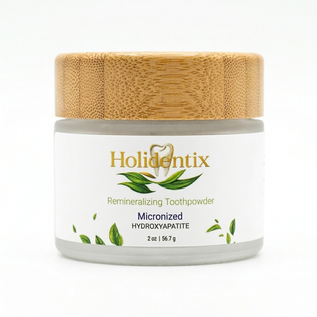 Holidentix Remineralizing Toothpowder - Micronized Hydroxyapatite (HAp 15%) Organic Tooth Powder for Teeth Whitening and Enamel Repair - Fluoride Free, Natural Mint Flavor, 2 oz (56.7g)