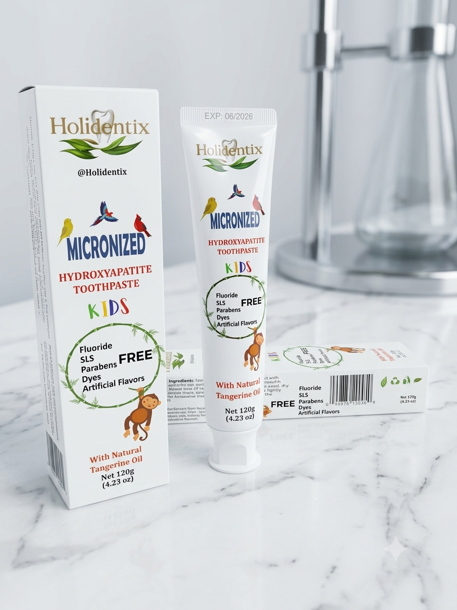 Holidentix Micronized Hydroxyapatite Toothpaste for Kids, Fluoride Free Toothpaste, Appropriate for Sensitive Teeth