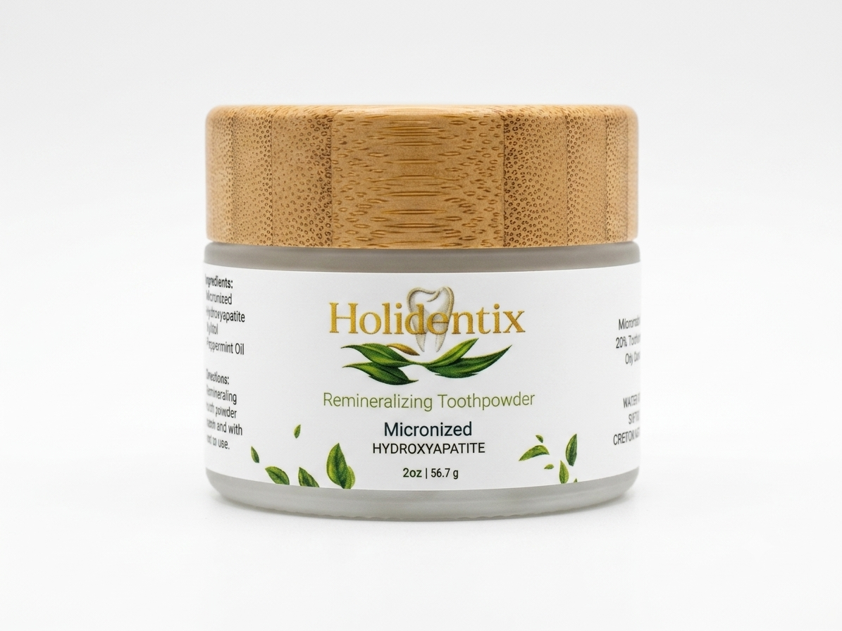Holidentix Remineralizing Toothpowder - Micronized Hydroxyapatite (HAp 15%) Organic Tooth Powder for Teeth Whitening and Enamel Repair - Fluoride Free, Natural Mint Flavor, 2 oz (56.7g)