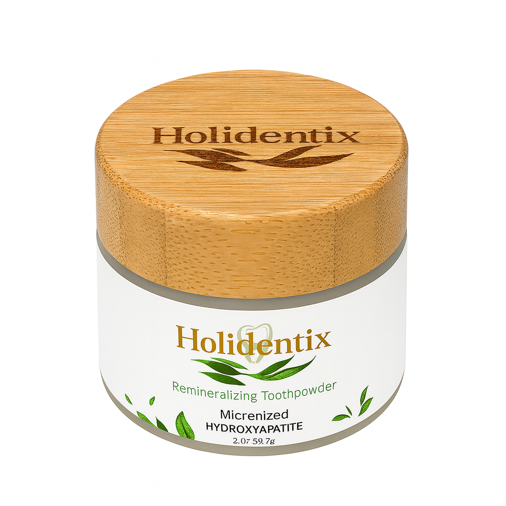 Holidentix Remineralizing Toothpowder - Micronized Hydroxyapatite (HAp 15%) Organic Tooth Powder for Teeth Whitening and Enamel Repair - Fluoride Free, Natural Mint Flavor, 2 oz (56.7g)